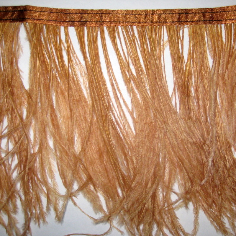 OSTRICH FRINGE LIGHT BROWN